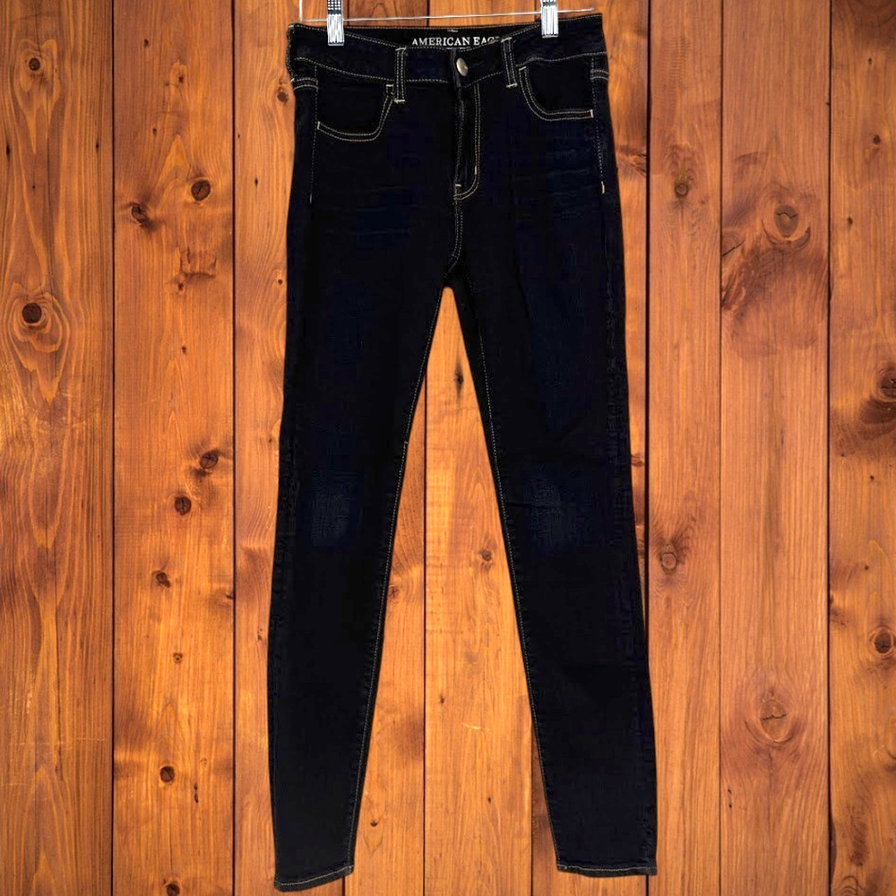 American Eagle Super Stretch Skinny Jean Jegging Women's 8 Dark Wash Blue Denim